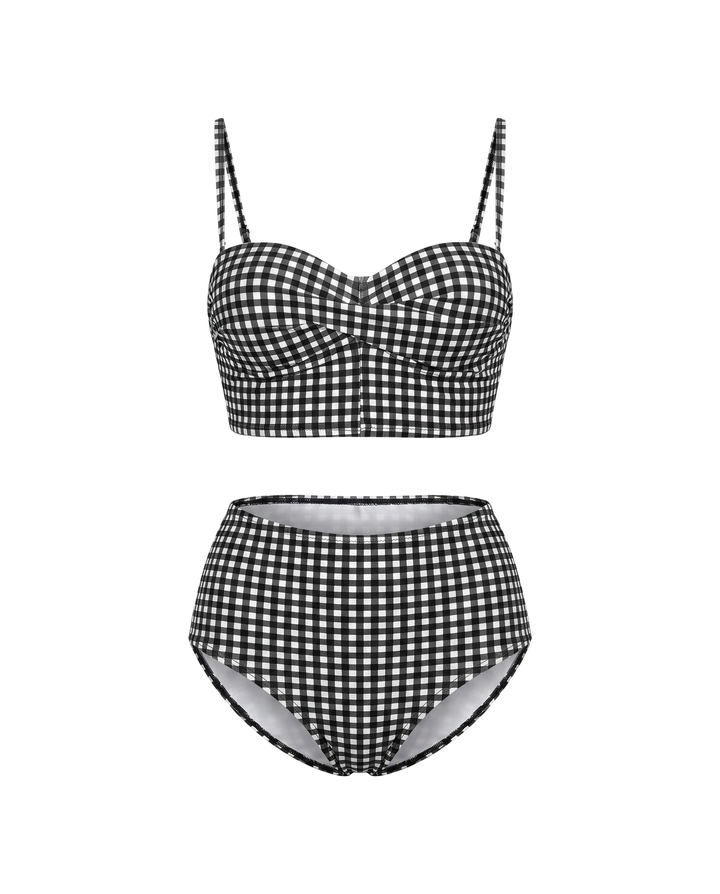 Plaid High Waist Bikini