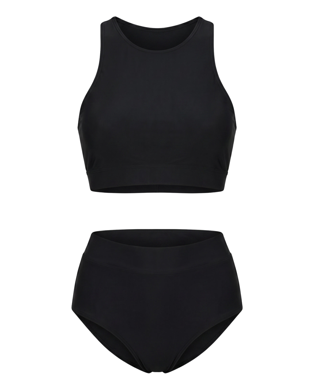 Solid High Waist Swimsuit