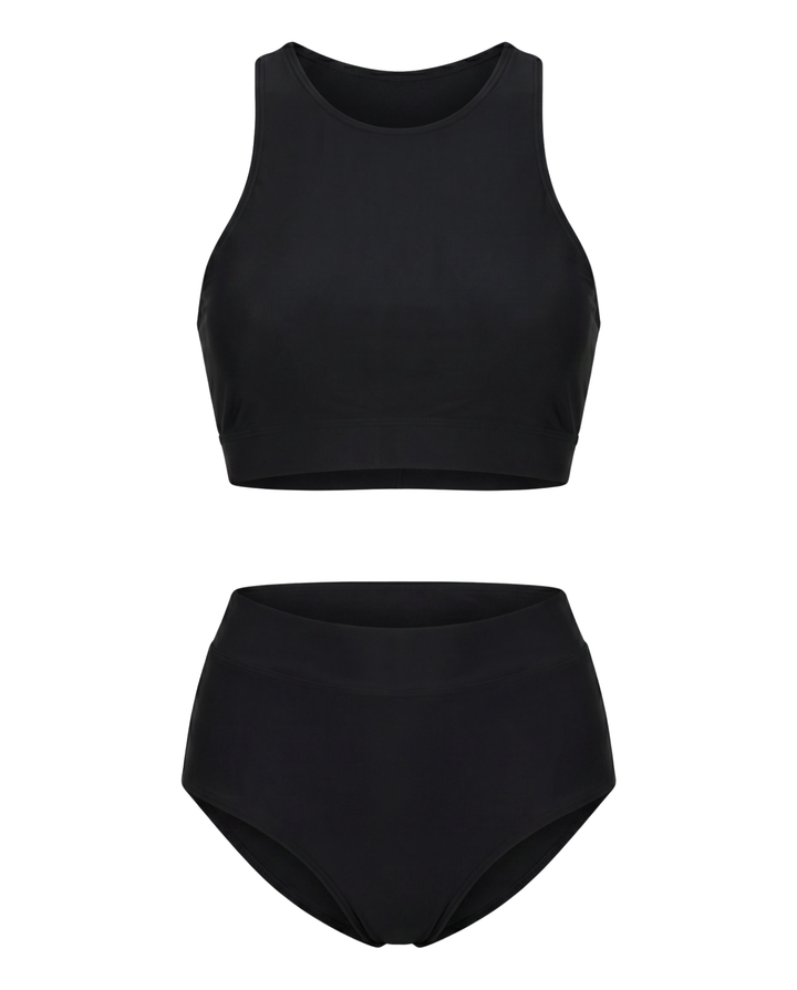Solid High Waist Swimsuit