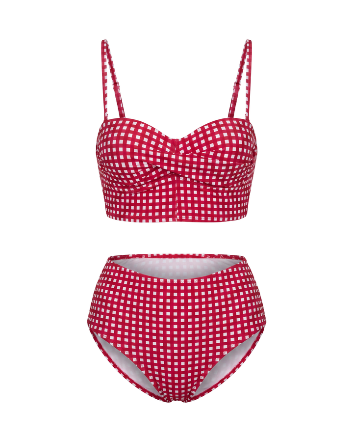 Plaid High Waist Bikini