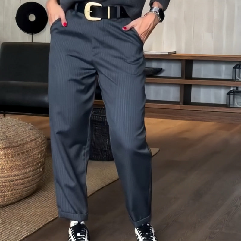Elvirah | CASUALOWE spodnie garniturowe z wysokim stanem i prostym krojem
